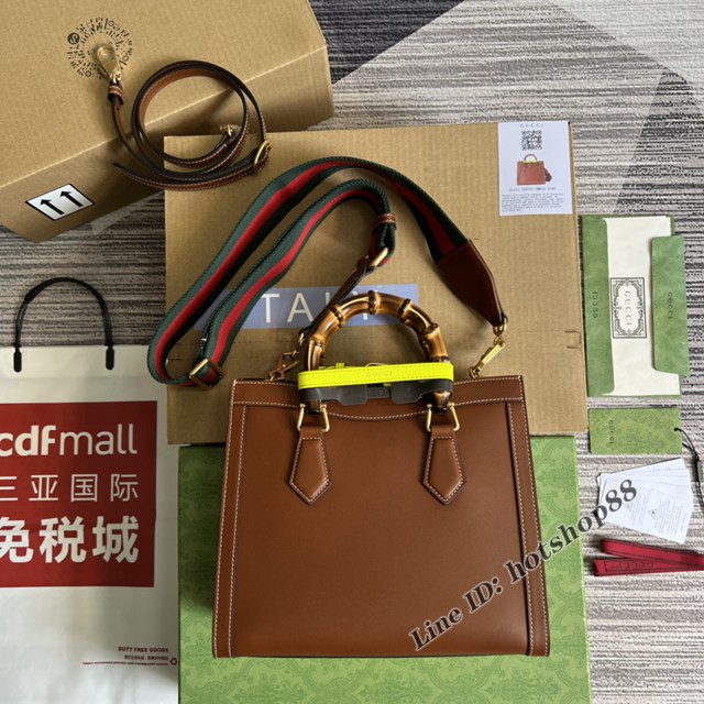 Gucci官網新款女士手提包 古馳復古棕色原廠皮竹節中號托特包702721 gqy4481